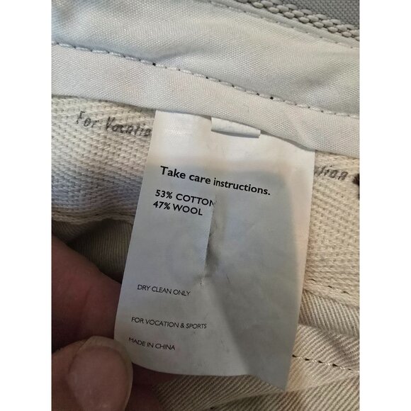 Garbstore Green Wool-Blend Straight-Leg Trousers Dual Button Detail Back Welt Po - Picture 5 of 7